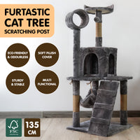 Thumbnail for Furtastic 135cm Dark Grey Cat Tree - Premium Scratching Post & Feline Leisure Tower