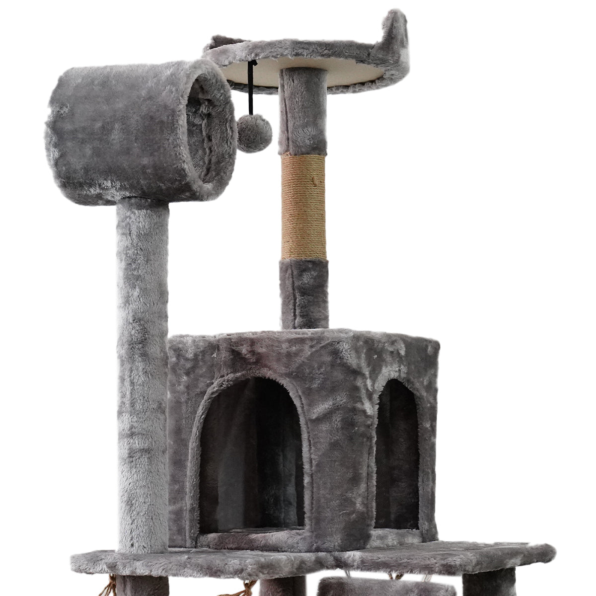 Furtastic 135cm Silver Grey Cat Tree - Deluxe Scratching Post & Feline Lounge Platform