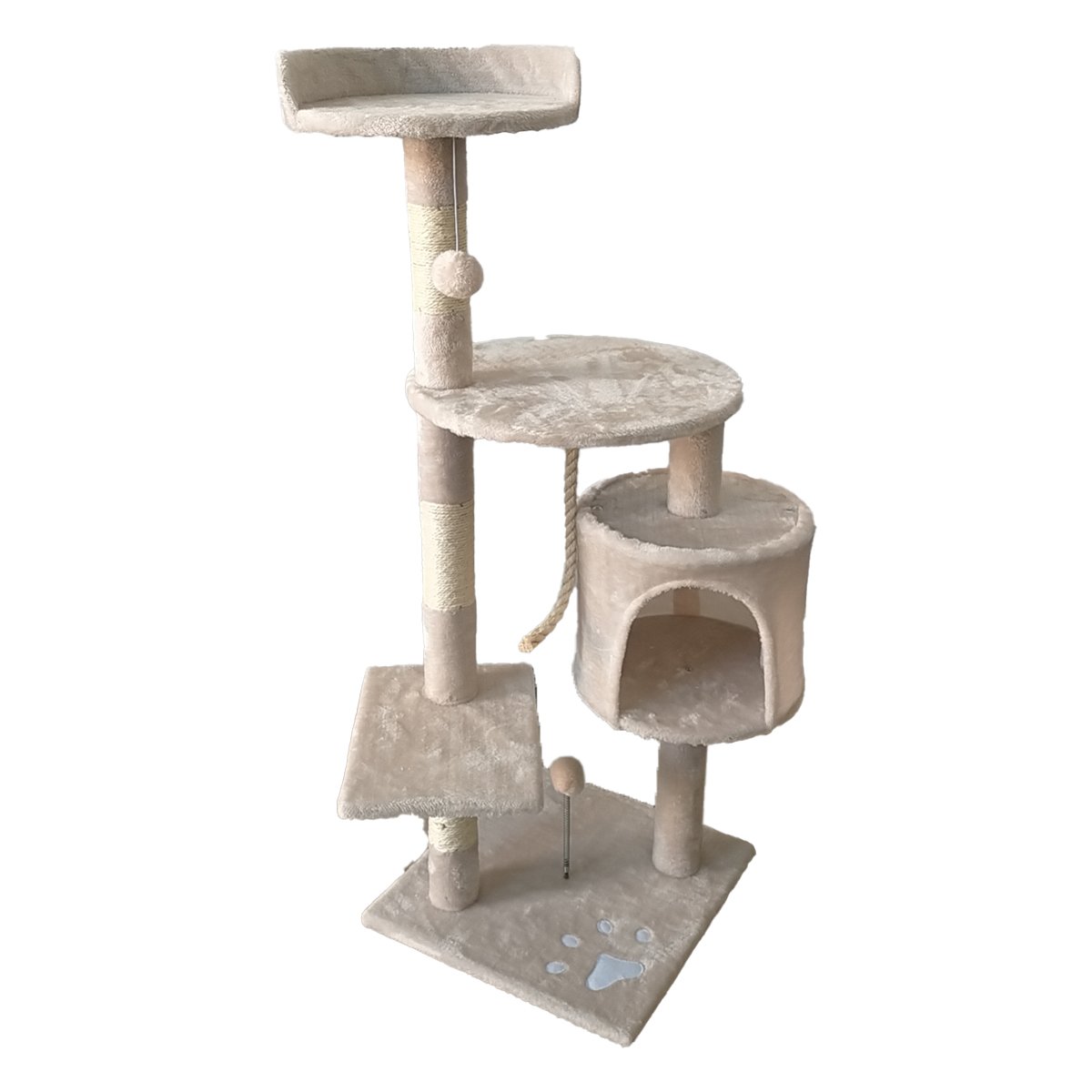 Furtastic Beige 110cm Cat Tree - Premium Scratching Post & Feline Lounge Oasis