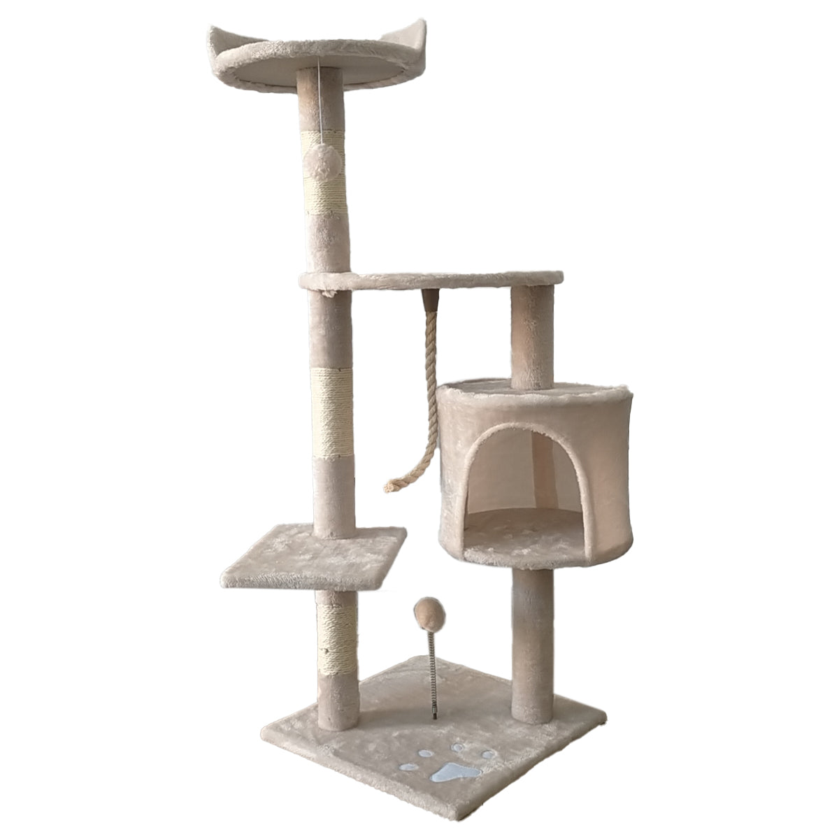 Furtastic Beige 110cm Cat Tree - Premium Scratching Post & Feline Lounge Oasis