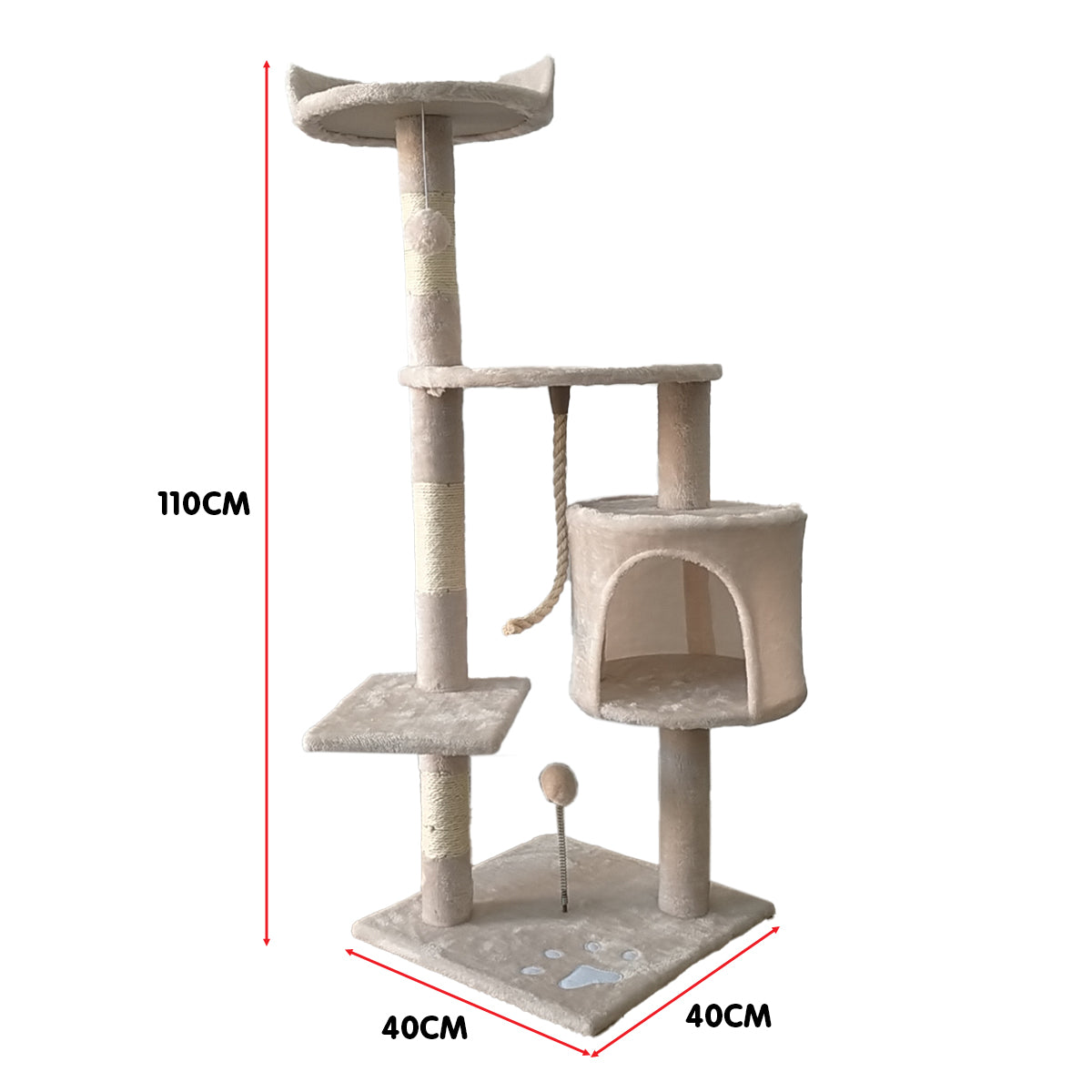 Furtastic Beige 110cm Cat Tree - Premium Scratching Post & Feline Lounge Oasis