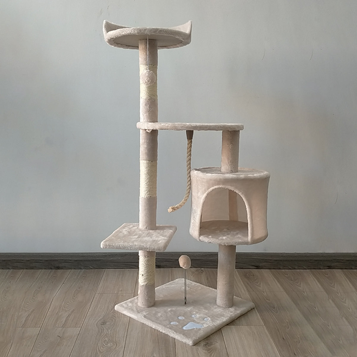 Furtastic Beige 110cm Cat Tree - Premium Scratching Post & Feline Lounge Oasis