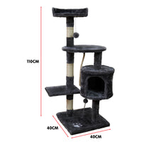 Thumbnail for Furtastic 110cm Dark Grey Cat Tree - Premium Scratching Post & Feline Lounge Structure