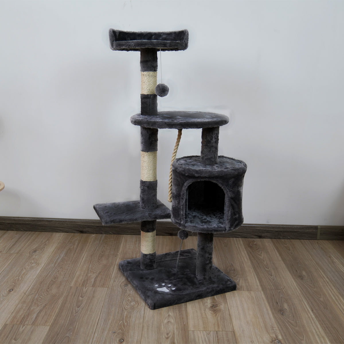 Furtastic 110cm Dark Grey Cat Tree - Premium Scratching Post & Feline Lounge Structure