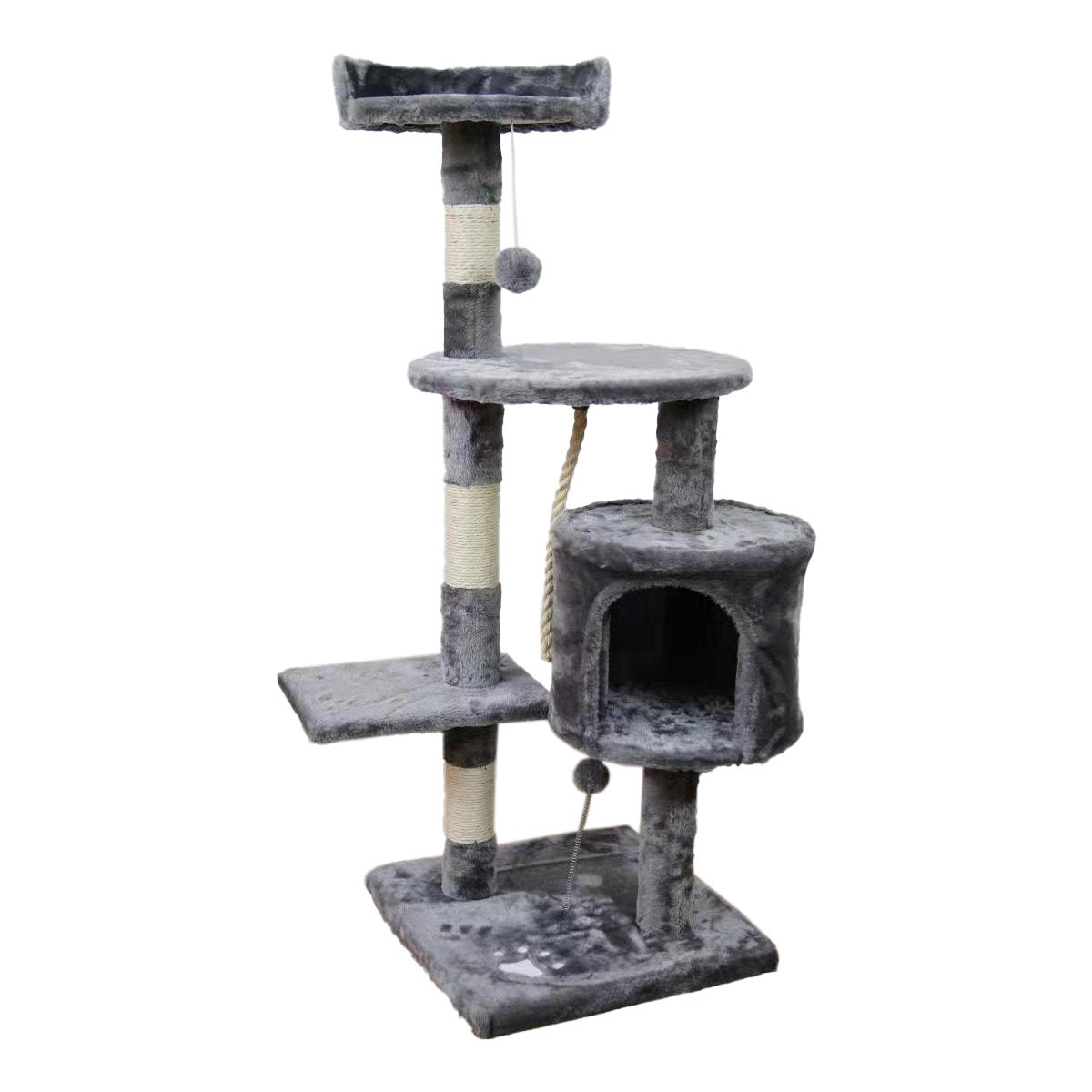 Furtastic 110cm Silver Grey Cat Tree - Deluxe Scratching Post & Feline Resting Oasis