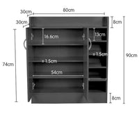 Thumbnail for Sarantino New 21 Pairs Shoe Cabinet Rack Storage Organiser Shelf 2 Doors Cupboard Black