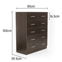 Thumbnail for Sarantino Tallboy Dresser 6 Chest Of Drawers Cabinet 85 X 39.5 X 105 - Brown