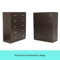 Thumbnail for Sarantino Tallboy Dresser 6 Chest Of Drawers Cabinet 85 X 39.5 X 105 - Brown