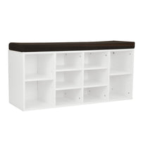 Thumbnail for Sarantino Shoe Rack Cabinet Organiser Brown Cushion Bench Stool - 104 X 30 X 45 - White