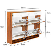 Thumbnail for Sarantino 24 Pairs Shoe Cabinet Rack Storage Cupboard Organiser Shelf Walnut Drawers Chest