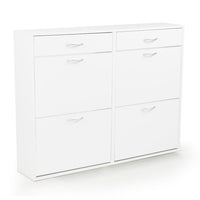 Thumbnail for Sarantino 24 Pairs Shoe Cabinet Rack Storage Cupboard Organiser Shelf White Drawers Chest