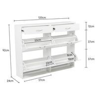 Thumbnail for Sarantino 24 Pairs Shoe Cabinet Rack Storage Cupboard Organiser Shelf White Drawers Chest