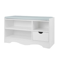 Thumbnail for Sarantino Shoe Rack Cabinet Organiser Grey Cushion Stool Bench - 80 X 30 X 45 - White