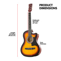 Thumbnail for Karrera 38in Pro Cutaway Acoustic Guitar with Bag Strings - Sun Burst