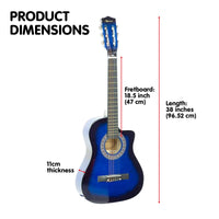 Thumbnail for Karrera 38in Pro Cutaway Acoustic Guitar with Bag Strings - Blue Burst