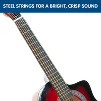 Thumbnail for Karrera 38in Pro Cutaway Acoustic Guitar with guitar bag - Red Burst