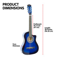 Thumbnail for Karrera 38in Cutaway Acoustic Guitar with guitar bag - Blue Burst