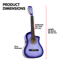 Thumbnail for Karrera 38in Cutaway Acoustic Guitar with guitar bag - Purple Burst