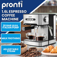 Thumbnail for Pronti 1.6L Automatic Coffee Espresso Machine with Steam Frother