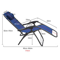 Thumbnail for Wallaroo Zero Gravity Reclining Deck Lounge Sun Beach Chair Outdoor Folding Camping - Grey