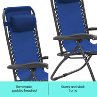 Thumbnail for Wallaroo Zero Gravity Reclining Deck Lounge Sun Beach Chair Outdoor Folding Camping - Grey