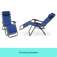 Thumbnail for Wallaroo Zero Gravity Reclining Deck Lounge Sun Beach Chair Outdoor Folding Camping - Grey