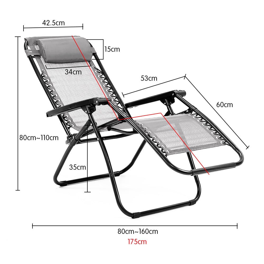 Wallaroo Zero Gravity Reclining Deck Chair - Grey