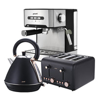 Thumbnail for Pronti Toaster, Kettle & Coffee Machine Breakfast Set - Black