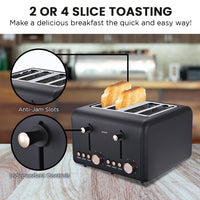 Thumbnail for Pronti Toaster, Kettle & Coffee Machine Breakfast Set - Black