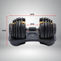 Thumbnail for Powertrain 1x 24KG  Adjustable Home Gym Dumbbell - Gold