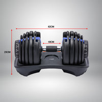 Thumbnail for Powertrain 48KG Adjustable Dumbbell Set With Stand Blue