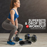 Thumbnail for Powertrain 48KG Adjustable Dumbbell Set With Stand Blue