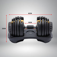 Thumbnail for Powertrain  48KG Adjustable Dumbbell Set With Stand - Gold