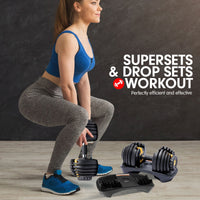 Thumbnail for Powertrain  48KG Adjustable Dumbbell Set With Stand - Gold