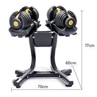 Thumbnail for Powertrain  48KG Adjustable Dumbbell Set With Stand - Gold