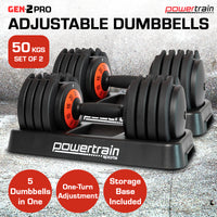 Thumbnail for Powertrain GEN2 Pro Adjustable Dumbbell Set - 50kg