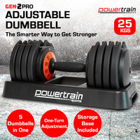 Thumbnail for Powertrain GEN2 Pro Adjustable Dumbbell Weights- 25kg