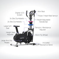 Thumbnail for Powertrain 5-in-1 Elliptical Cross Trainer Bike with Dumbbell Sets