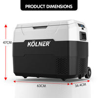 Thumbnail for Kolner 40l Fridge Freezer Cooler 12/24/240v Camping Portable Esky Refrigerator With Trolley - Black