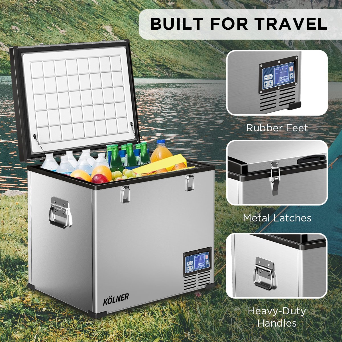 Kolner 75l Portable Fridge Chest Freezer With Lcd Panel - Rv Vehicle Camping Refrigerator