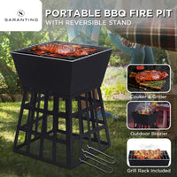 Thumbnail for Wallaroo Outdoor Fire Pit for BBQ, Grilling, Cooking, Camping- Portable Brazier with Reversible Stand for Backyard