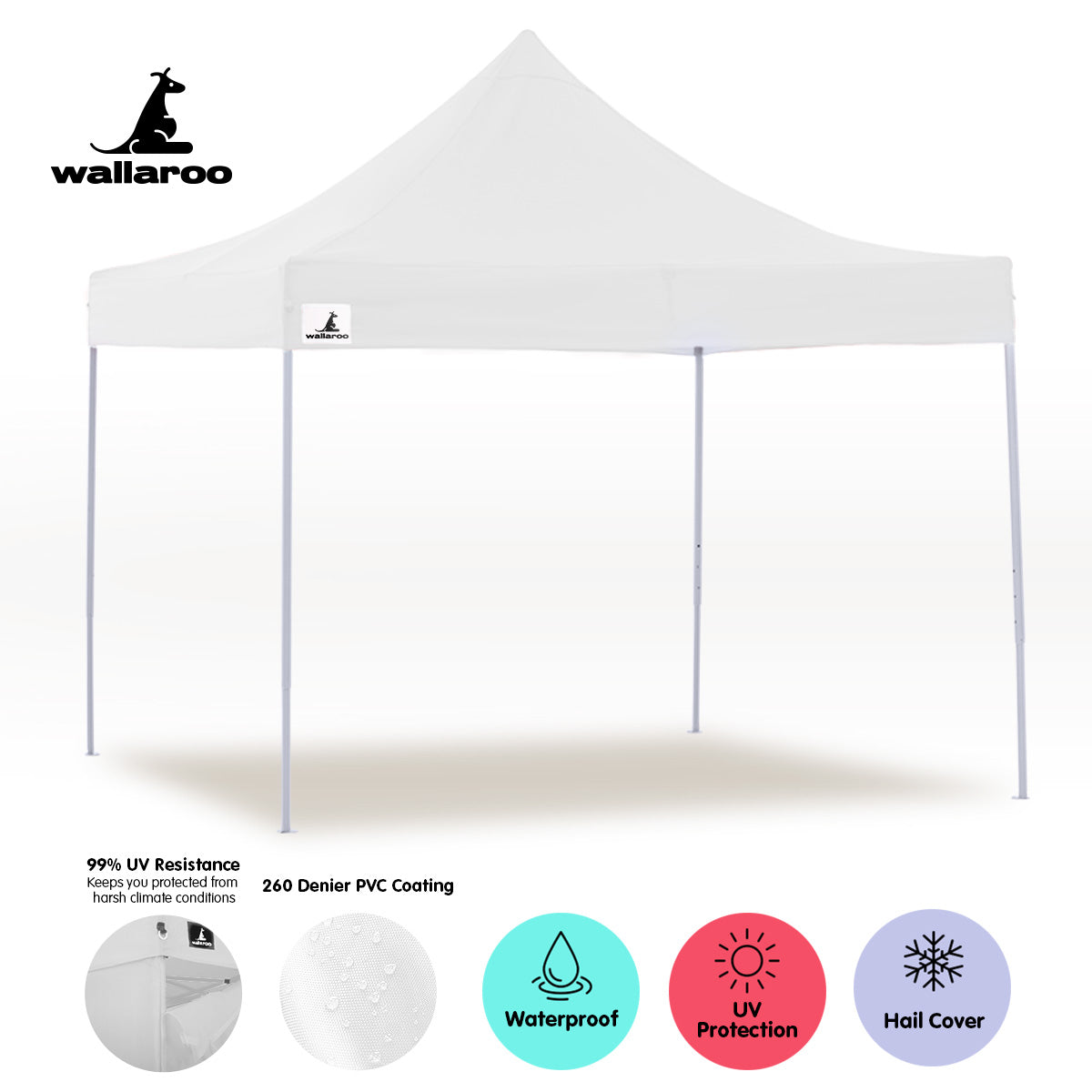 Wallaroo Gazebo Tent Marquee 3x3 PopUp Outdoor Wallaroo White