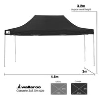 Thumbnail for Wallaroo Gazebo Tent Marquee 3x4.5m PopUp Outdoor Black