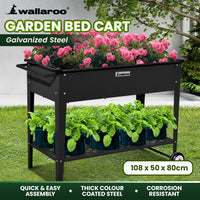 Thumbnail for Wallaroo Garden Bed Raised 108.5 x 50.5 x 80cm Galvanized Steel  Black