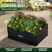 Thumbnail for Wallaroo Garden Bed 80 x 60 x 30cm Galvanized Steel - Black