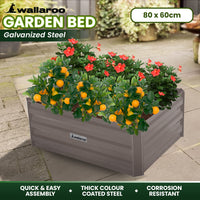 Thumbnail for Wallaroo Garden Bed 80 x 60 x 30cm Galvanized Steel - Grey