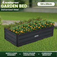 Thumbnail for Wallaroo Garden Bed 120 x 60 x 30cm Galvanized Steel - Black