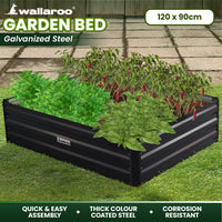 Thumbnail for Wallaroo Garden Bed 120 x 90 x 30cm Galvanized Steel - Black