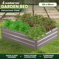 Thumbnail for Wallaroo Garden Bed 120 x 90 x 30cm Galvanized Steel - Grey