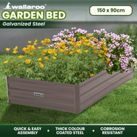 Thumbnail for Wallaroo Garden Bed 150 x 90 x 30cm Galvanized Steel - Grey